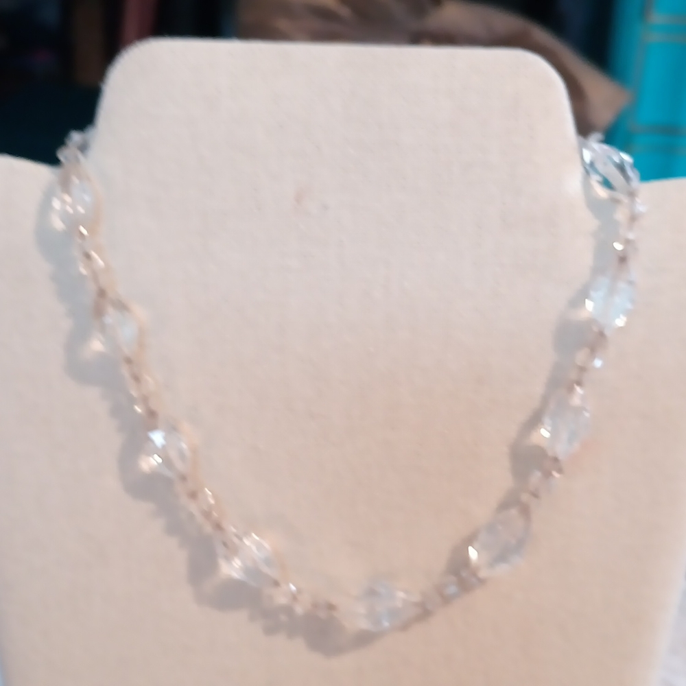 Vintage Clear crystal bead necklace